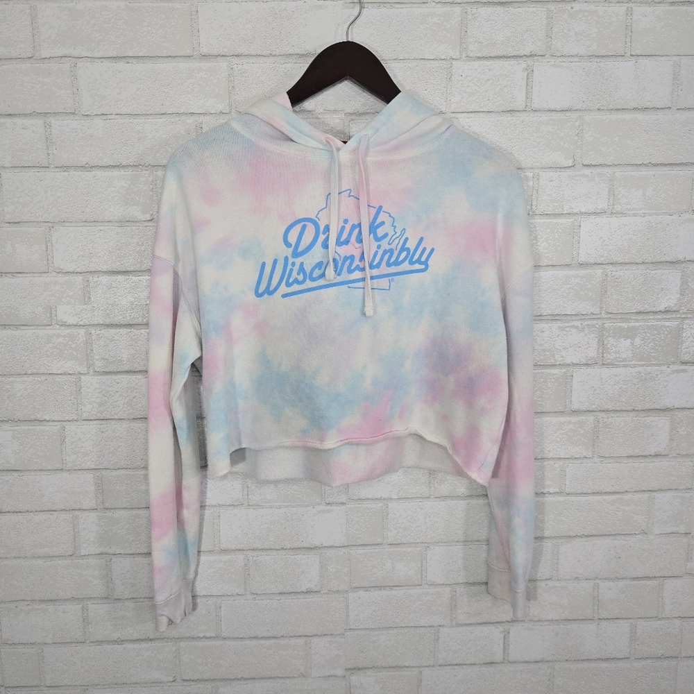 "Drink‎ Wisconsinbly" tyedye crop sweatshirt